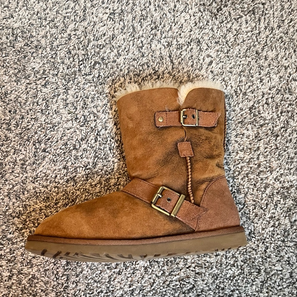 UGG Brown Shearling Buckle Boots